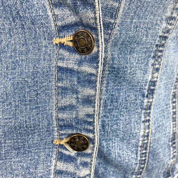 Live a Little Denim Jacket Light Wash Lightweight Jean Coat - Picture 2 of 5